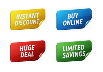 Fototapeta premium Colorful sale stickers with promotional text for shopping