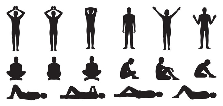 Active men running and jumping silhouette collection vector illustration eps 10