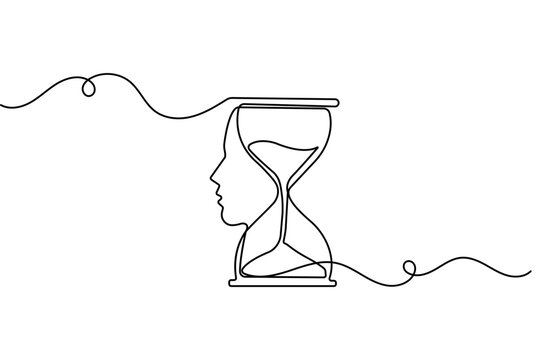 Continuous one line drawing of hourglass minimalist isolate outline vector illustration