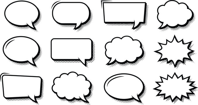Comic Speech Bubble Shapes Set for Dialog and Creative DesignComic Speech Bubble Shapes Set for Dialog and Creative Design