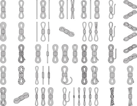 A comprehensive collection of various rope and cable terminations, including loops, splicing techniques, and specialized fittings, presented in a clear, illustrative format.