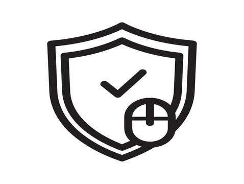 cyber safety icon with shield and checkmark vector illustration