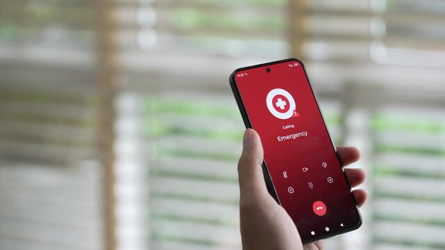 Man calling emergency number for crisis situation