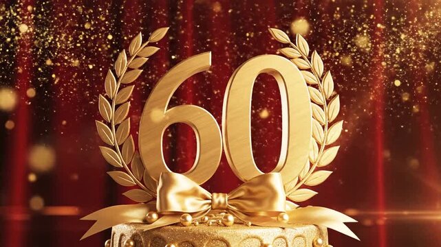 Golden 60th Birthday Anniversary Celebration Cake Topper Background
