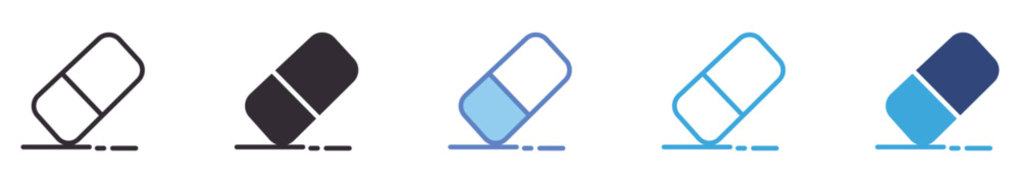 Eraser Icon Set , rubber eraser symbol, correction tool, stationery vector icons
