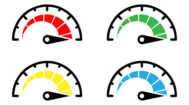 Speedometer Gauge Icons &ndash; Performance Meter Dashboard Vector Set