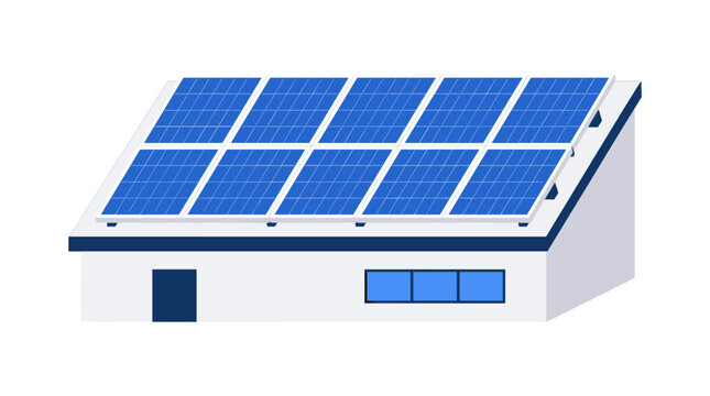 Solar Panel Rooftop Structure Capturing Renewable Energy.