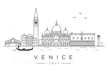Obraz premium Venice Italy Skyline Minimal Line Art Illustration
