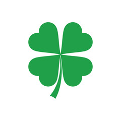 Fototapeta premium Green Four Leaf Clover Symbol Representing Good Luck And Nature On A White Background