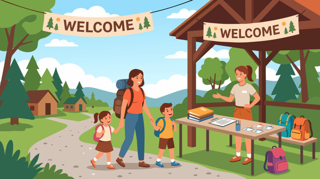 Summer Camp Check In Welcome Scene