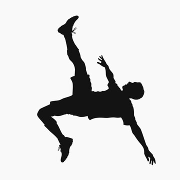 Black silhouette dancer, dynamic breakdancer, athletic pose, vector illustration
