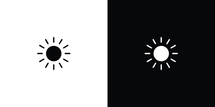 Black and white minimalist of sun and moon faces with rays black background, white sun face minimalist geometric shapes