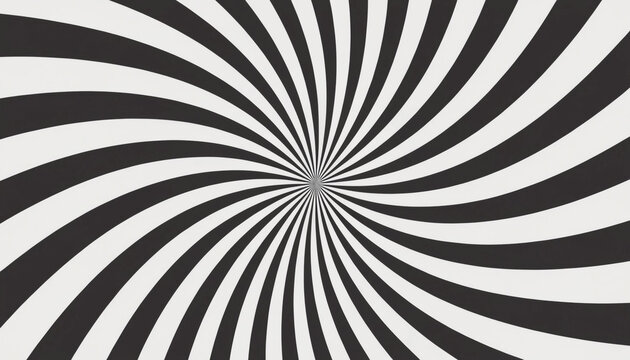 Optical illusion with black and white swirling stripes