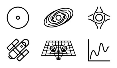 Space Icons Set: Galaxy, Black Hole, Rocket, Chart, Universe, Cosmic Elements © Tania