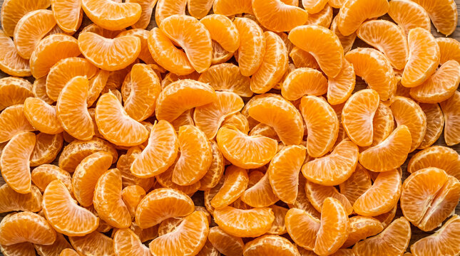 Fresh peeled mandarin orange slices