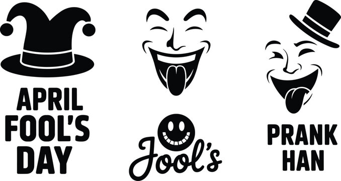 April fool's day prankster set joke laughing face