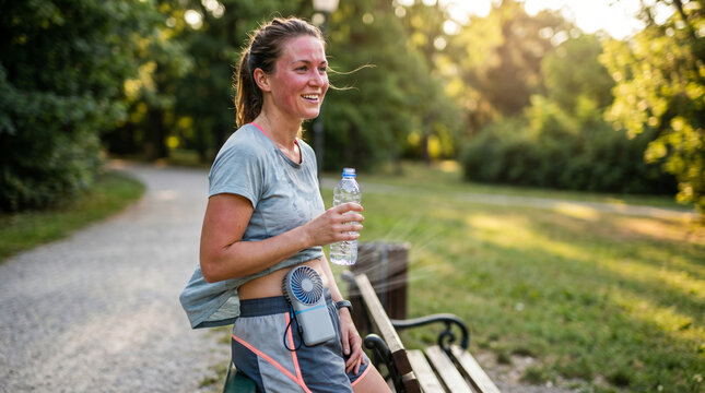 Portable waist cooling device used after a summer workout