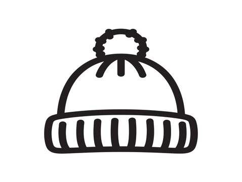 hand knitted winter hat flat design vector illustration