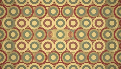 Fototapeta premium Vintage illustration of overlapping circles in muted colors, AI generated