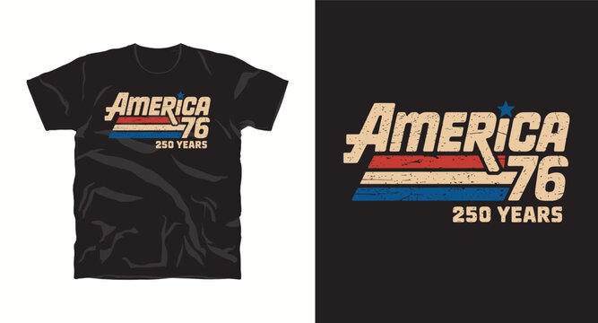 America 76 250 years t-shirt design vector retro stripes.
