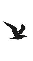 Fototapeta premium Black silhouette of a soaring eagle against white background.