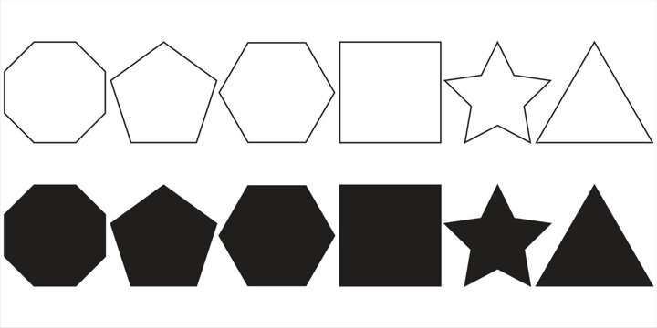 Printquadrangle, pentagon, hexagon, octagon icon. vector geometry pentagonal, hexagonal, octagonal polygon. five, six, eight sided polygon lines, vector