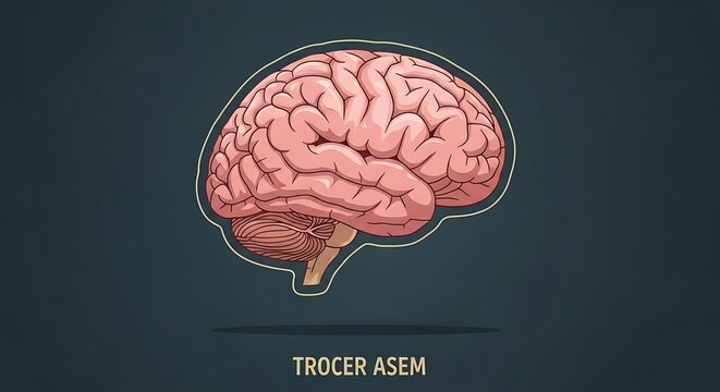 Human brain anatomy with highlighted cerebrum section.