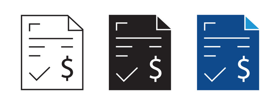 Invoice Payment Icon Set Vector Flat and outline Design Finance Business Collection