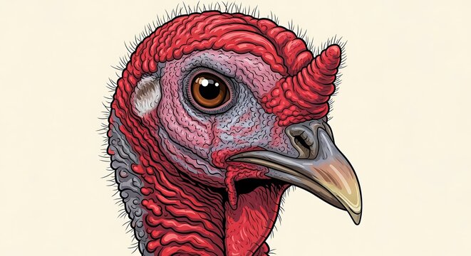 Close up portrait of a red parrot with expressive eyes.