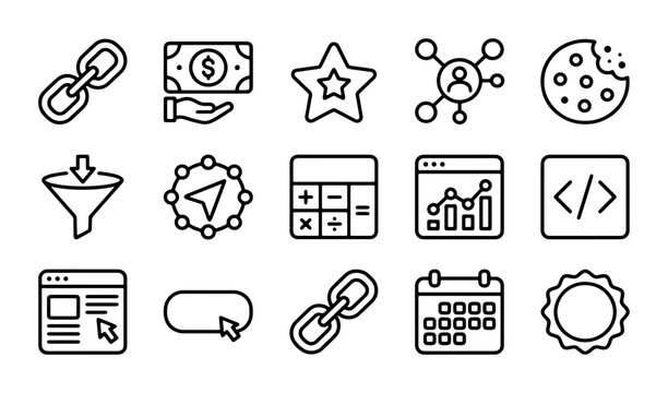 Digital Marketing Icons: SEO, Finance, Analytics, Social Media, Web Design, 15 Vector Elements