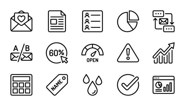 Business Analytics Icons Set, Marketing Strategy & Data Visualization, Financial Growth & Performance Metrics