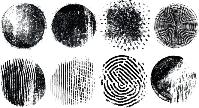 Black and white textured circular imprints