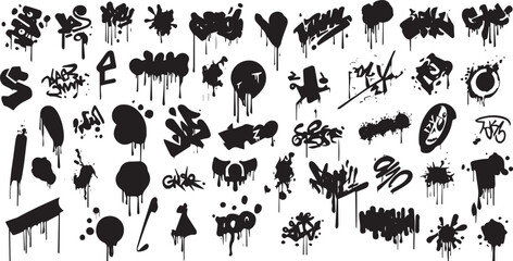 Obraz premium Collection of black graffiti drips and splatters