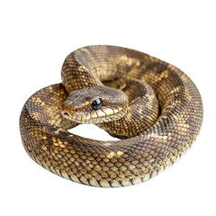 Fototapeta premium A snake coiled on a white background.