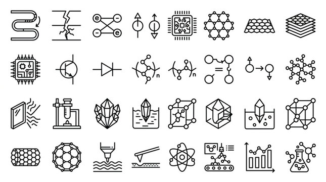 Black and white technology icons set.