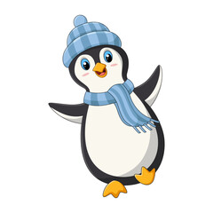 Obraz premium Cute happy penguin cartoon. Illustration