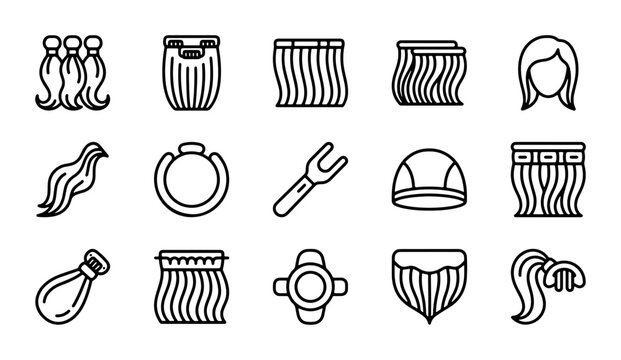 Hair Icons Set, Diverse Hairstyles & Barber Tools Vector Graphics, Beauty Salon & Grooming Elements