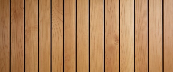 Obraz premium Brown wood panel seamless texture background. Natural brown wooden plank fence. Vertical lath slat siding strips.