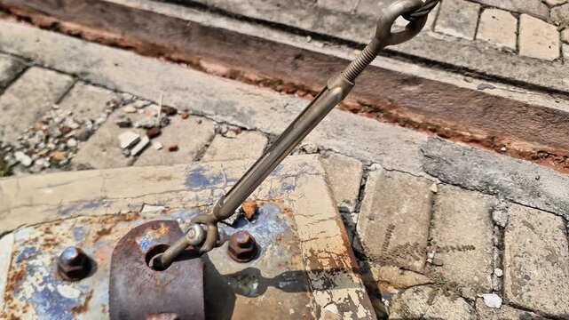 Heavy Rust and Oxidation on Steel Base Plate Illustrating Redox Process and Metal Deterioration