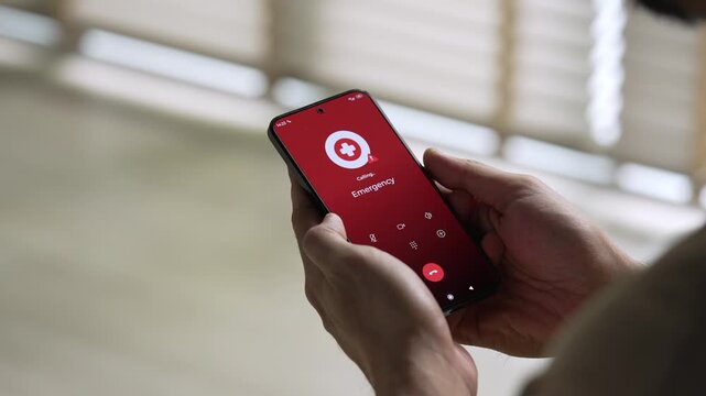 Man calling emergency number for crisis situation