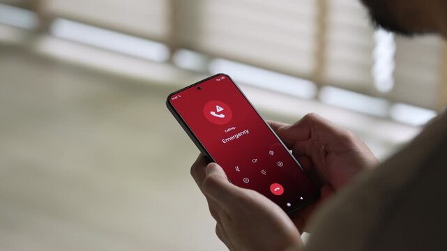Man calling emergency number for crisis situation
