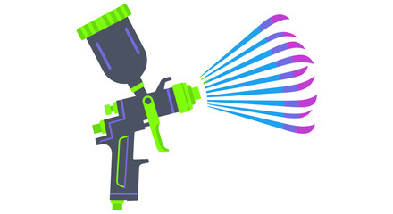 Spray gun spraying colorful paint, illustration © Didit