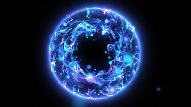 Glowing blue energy ring swirling in a dark digital space
