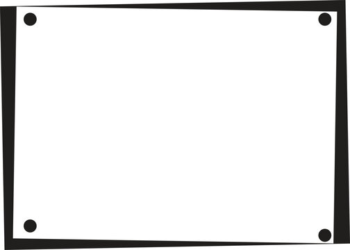 White rectangular paper with black border and corner holes for hanging  blank note or message space