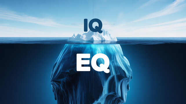 Iceberg with iq and eq text representing emotional