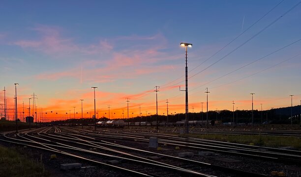 railway at sunset
