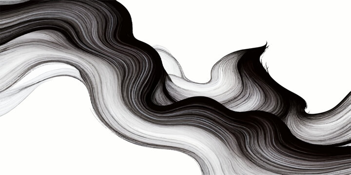 Abstract black and white smoke swirl abstract background with elegant vector pattern, flowing curves, fractal texture and decorative light gold art design wallpaper
