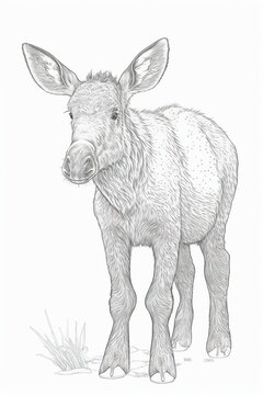 An adorable baby moose illustration designed with clean, bold lines, perfect for fun and relaxing colouring activities for all ages.