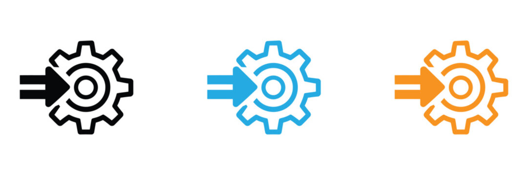 Gear icons with arrows on white background for settings and configuration concepts