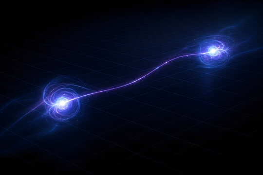 Quantum entanglement linked by luminous thread on dark grid
